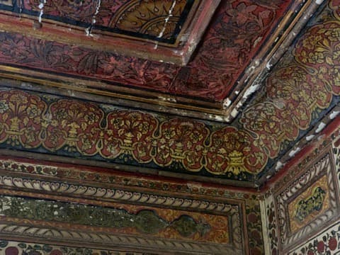 Red and Gold Ceiling Frieze, Intricate Floral Borders